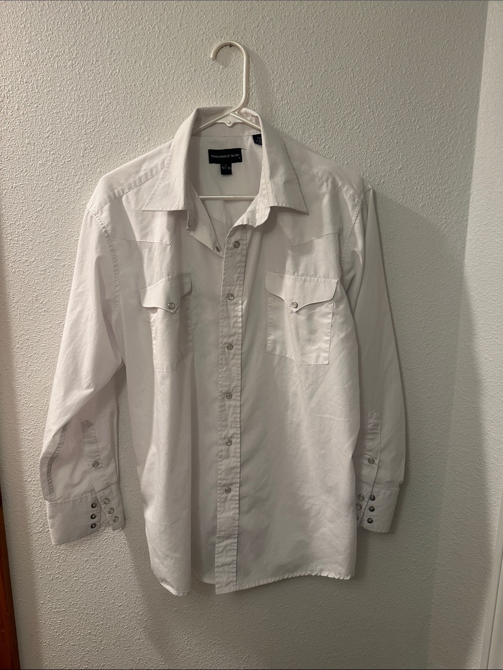 Panhandle Slim White Long-Sleeve Western Snap Up Shirt